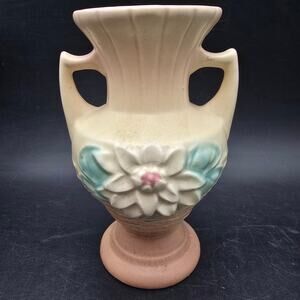 Hull Art Water Lily Double Handle Vase Vintage Ceramic Flower L-3